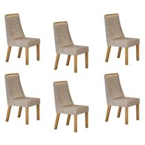 Kit de 6 Cadeiras para Sala de Jantar Dora Bege/Cinamomo/Linho