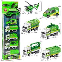 Kit de 6 Carrinhos de Construção/Militar: Fricção, Patrola, Caçamba, Helicóptero, Caminhão e Ambulância.