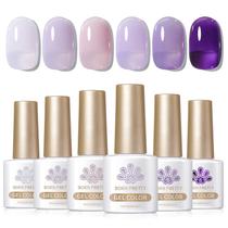 Kit de 6 cores de esmalte em gel Born Pretty Jelly Purple Kit de 6 cores de esmalte em gel Born Pretty Jelly Purple