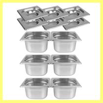 Kit de 6 Cubas Gastronômicas Com Tampa Buffet Inox 1/6 65mm Kit de 6 Cubas Gastronômicas Com Tampa Buffet Inox 1/6 65mm