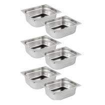 Kit de 6 Cubas Gastronômicas Sem Tampa Inox 1/4 150mm