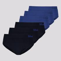 Kit de 6 Cuecas Slip Mash Azul e Preta