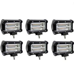 Kit De 6 Farol De Milha 72w Lâmpada Led Para Caminhão Trator