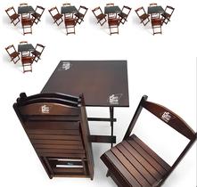 Kit de 6 Jogos mesa 70x70 personalizado com 4 cadeiras verniz imbuia para lanchonete