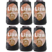 Kit de 6 Linhas Liza Moda Grossa Preta 500 Metros Box Braids e Crochê