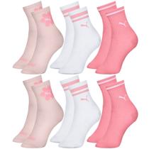 Kit de 6 Pares de Meias Puma Modelo Cano Longo Infantil com Calcanhar Verdadeiro Menino e Menina