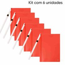 Kit de 6 Pastas com Canaleta Fixa Ofício - Opaca - Vermelho