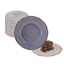 Kit de 6 Pratos Sobremesa em Melamina Material Dura Vida Toda 27cm Não Quebra Piscina Casa Luxo Modelo Turkuaz Cinza Doce Bolo Kit de 6 Pratos Sobremesa em Melamina Material Dura Vida Toda 27cm Não Quebra Piscina Casa Luxo Modelo Turkuaz Cinza Doce Bolo