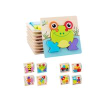 Kit de 6 Quebra-Cabeças de Madeira Montessori - Brinquedos Educativos