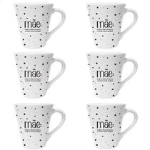 Kit De 6 Xicaras Canecas De Porcelana De 110ml Dia Das Mães Presente Mãe
