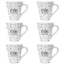 Kit De 6 Xicaras De 110ml De Porcelana Dia Das Mães Mãe Kit De 6 Xicaras De 110ml De Porcelana Dia Das Mães Mãe