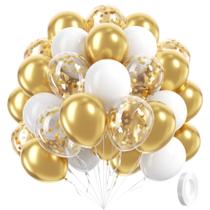 Kit de 60 balões awenztech dourado e branco 12" para decoração de festa Kit de 60 balões awenztech dourado e branco 12" para decoração de festa