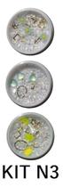Kit + de 600 Peças Entre Strass Perolas Formas Geometrias Douradas de Metal Decoração Nail Art