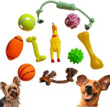Kit de 7 Brinquedos Pet Mordedor Borracha para Cachorros Cães
