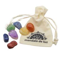 Kit de 7 Pedras dos Chakras Média + Saquinho de Algodão Mandala de Luz