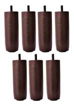 Kit de 7 Pés Para Cama Box ou Baú TDC Marrom 12cm de Altura Madeira Maciça