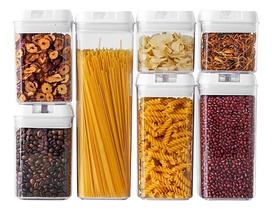 Kit De 7 Potes Tampa Multiuso Para Organizar Cozinha Cor Transparente