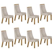 Kit de 8 Cadeiras para Sala de Jantar Aurora Bege/Cinamomo/Veludo Palha