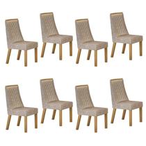 Kit de 8 Cadeiras para Sala de Jantar Dora Bege/Cinamomo/Linho
