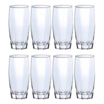 Kit de 8 Copos de Vidro 370ML Suco Água Bartender Drinks Chic