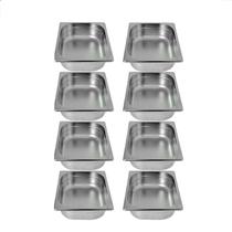 Kit de 8 Cubas Gastronômicas Sem Tampa Inox 1/2 65mm Kit de 8 Cubas Gastronômicas Sem Tampa Inox 1/2 65mm