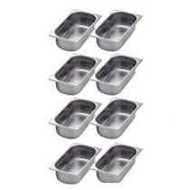 Kit de 8 Cubas Gastronômicas Sem Tampa Inox 1/3 65mm Kit de 8 Cubas Gastronômicas Sem Tampa Inox 1/3 65mm