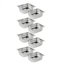 Kit de 8 Cubas Gastronômicas Sem Tampa Inox 1/4 150mm Kit de 8 Cubas Gastronômicas Sem Tampa Inox 1/4 150mm