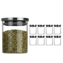 Kit De 8 Potes Hermético Mantimento De Vidro Com Tampa Inox 130ml