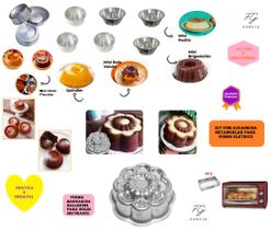 Kit De 9 Mini Formas + 1 Assadeira Retangular Para Forno Elétrico + 1 Forma Margarida Ballerine