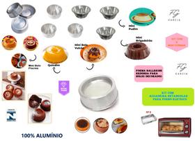 Kit De 9 Mini Formas + 1 Forma Ballerine Redonda + 1 Assadeira Para Forno Elétrico Alumínio IF 35