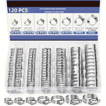 Kit De Abraçadeiras De Aço Inoxidável 120 Peças 1/4''-1-1/2'' Tipo Rosca Sem Fim Para Linhas De Kit De Abraçadeiras De Aço Inoxidável 120 Peças 1/4''-1-1/2'' Tipo Rosca Sem Fim Para Linhas De