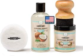 Kit de acabamento em óleo e cera para tábuas de corte CLARK'S Coconut Kit de acabamento em óleo e cera para tábuas de corte CLARK'S Coconut