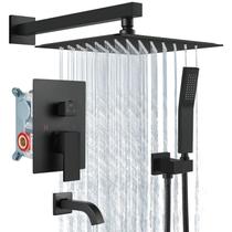 Kit de Acabamento para Banheira e Chuveiro Aolemi 10" em Latão Preto Fosco Kit de Acabamento para Banheira e Chuveiro Aolemi 10" em Latão Preto Fosco