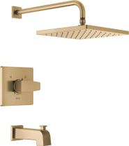 Kit de acabamento para banheira e chuveiro Delta Modern Raincan Gold