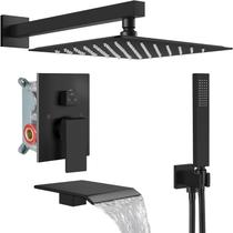 Kit de acabamento para banheira e chuveiro Midanya 10" Rainfall Matte Black