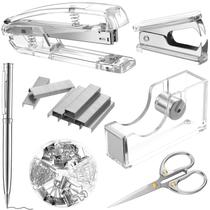 Kit de Accesorios para Escritorio con Suministros de Oficina Outus Acrílico Plata