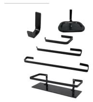 Kit De Acessório Para Banheiro 6 Peças Preto porta toalha shampoo saboneteira cabide papeleira Kit De Acessório Para Banheiro 6 Peças Preto porta toalha shampoo saboneteira cabide papeleira