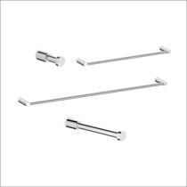 Kit de Acessórios 4 Peças Flow 60cm x 23,4cm x 5,5cm Cinza/Cromado Celite Kit de Acessórios 4 Peças Flow 60cm x 23,4cm x 5,5cm Cinza/Cromado Celite