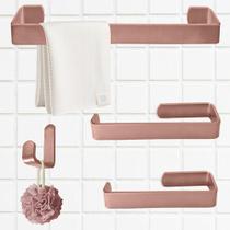 Kit de Acessórios Alumínio para Lavabos/Banheiros 4 peças - 5 Cores
