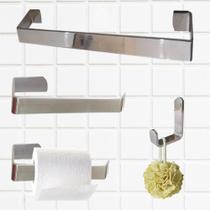 Kit de Acessórios Alumínio para Lavabos/Banheiros 4 peças - 5 Cores