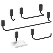 Kit De Acessorios Banheiro 5 Peças Preto Matte Fosco Celite One Kit De Acessorios Banheiro 5 Peças Preto Matte Fosco Celite One