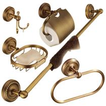 Kit De Acessórios Banheiro Bronze Luxuoso 5 Pçs Retrô Toalha Kit De Acessórios Banheiro Bronze Luxuoso 5 Pçs Retrô Toalha