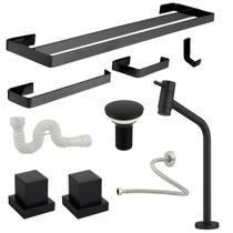 Kit De Acessórios Banheiro Duplo Casal Acabamento de Registro Padrão Deca Metal Torneira Link Alta com Kit Instalação Kit De Acessórios Banheiro Duplo Casal Acabamento de Registro Padrão Deca Metal Torneira Link Alta com Kit Instalação