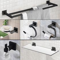 Kit De Acessórios Banheiro Inox 6 Peças Lavabo Preto Toalheiro Duplo