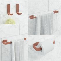 Kit De Acessórios de Banheiro 5 Peças Stander 2 Cabides Rose