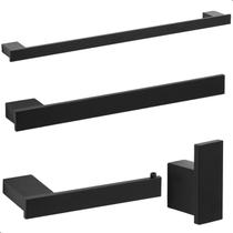 Kit De Acessórios De Banheiro Preto Fosco F.Master 4 Peças