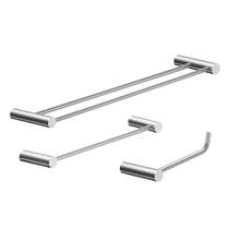 Kit De Acessórios Duplo Para Banheiro Escovado Orion 3 Peças Prata 2040or