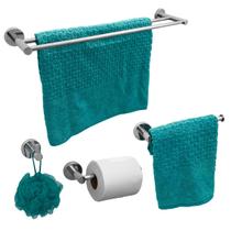 Kit De Acessorios Inox 304 Cromado Banheiro Toalheiro Duplo Papeleira Porta Toalha Reto Gancho Kit Lavabo 4 Peças Luxo Prata Brilhoso Conjunto Lavabo