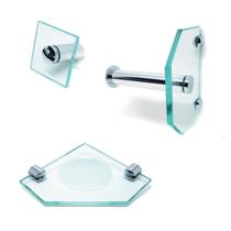 Kit De Acessórios P/ Banheiro 3 Pçs Em Vidro Incolor H602 - Mons Shop