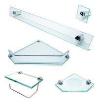 Kit De Acessórios P/ Banheiro 5 Pçs Em Vidro Incolor C602cel